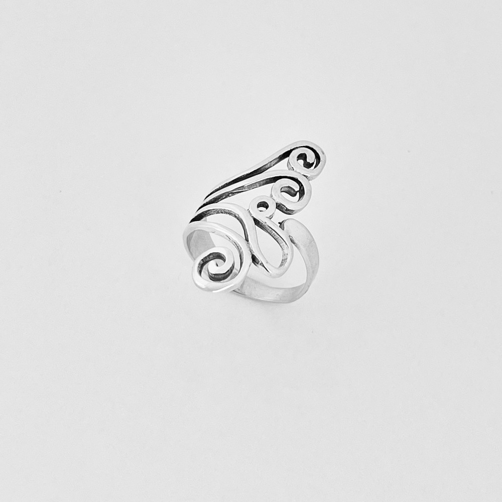 Sterling Silver Statement Swirly Ring, Silver Rings, Swirl Jewelry, Spiral Ring - Picture 5 of 14